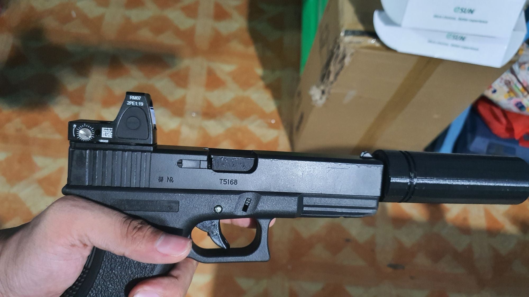 3d printed TOY PLASTIC Gl0ck G17 G19 G34 Fixed Outer barrel for SoftAir WE Double Bell EnC WITH THREADs