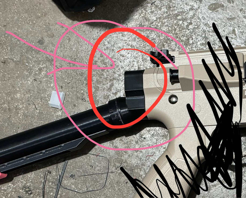 3d printed JomarX angled drop stock adapter for Gel blasters TG ARP9 v1 to v3