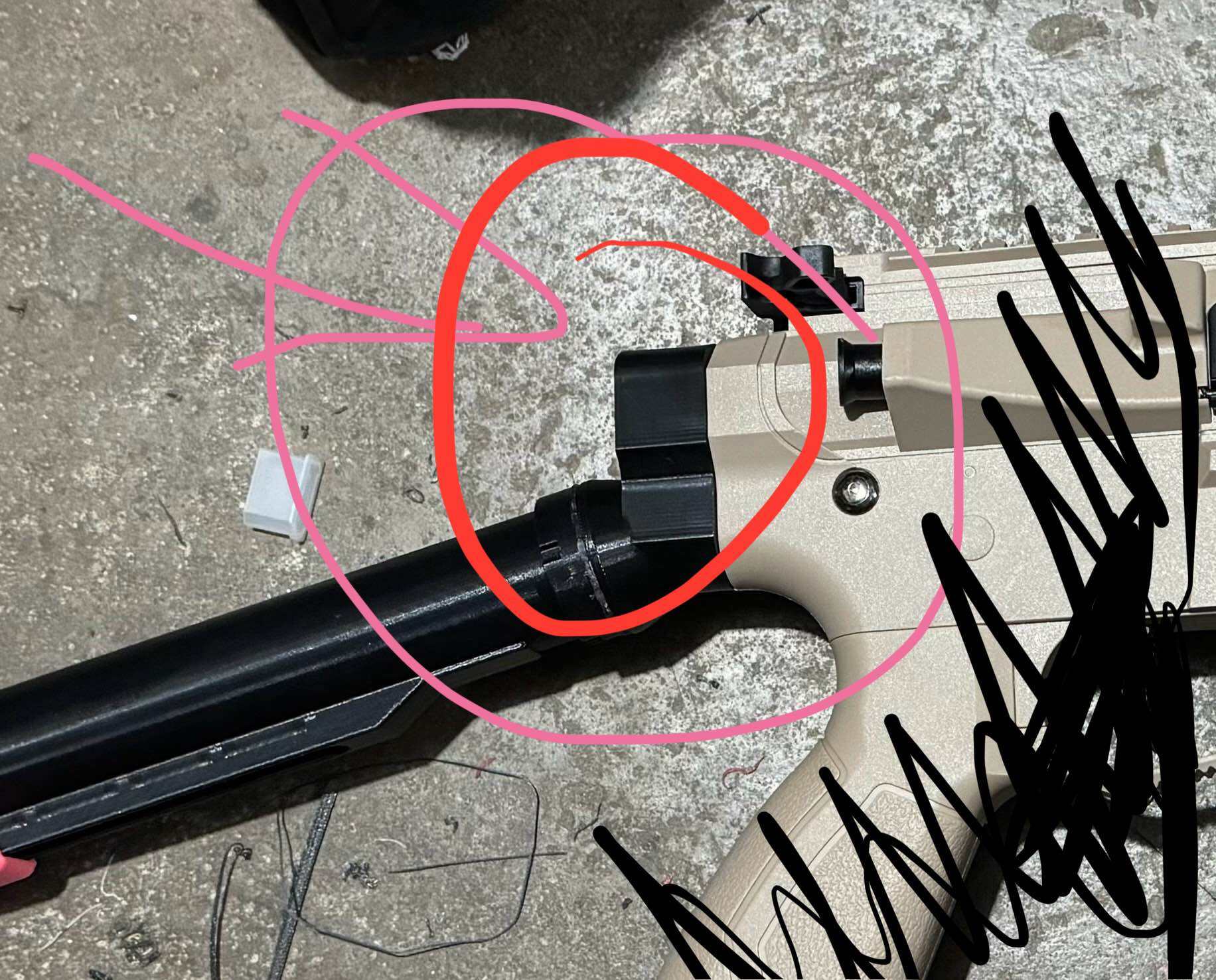 3d printed JomarX angled drop stock adapter for Gel blasters TG ARP9 v1 to v3