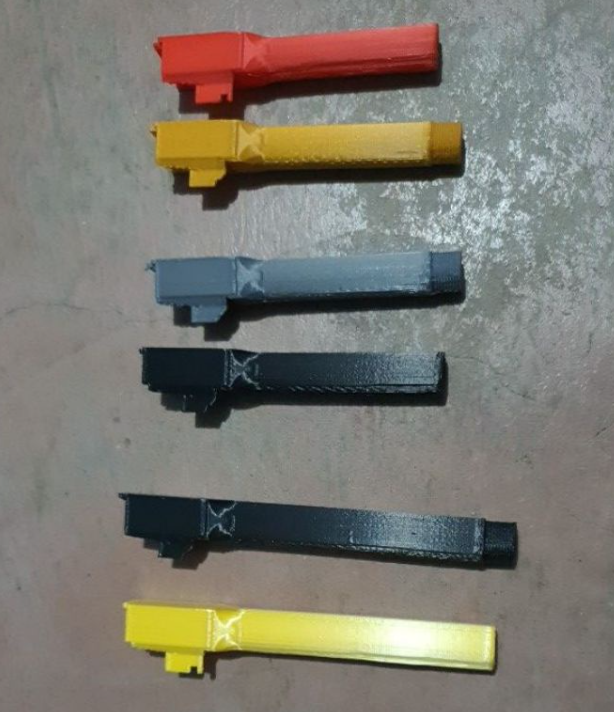 3d printed TOY PLASTIC Gl0ck G17 G19 G34 Fixed Outer barrel for SoftAir WE Double Bell EnC WITH THREADs